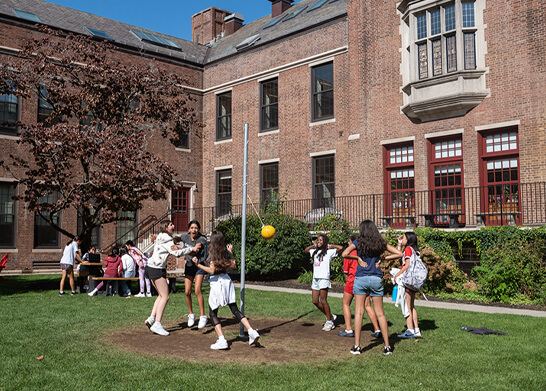 students at the WInsor school playing outside